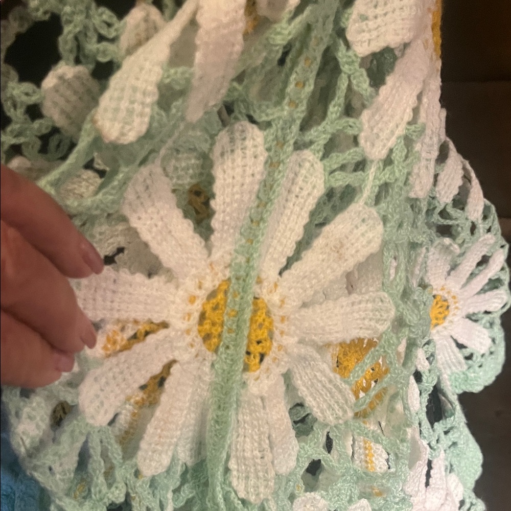 POL Mint and White Daisy Crochet Cardigan - Picture 3 of 4